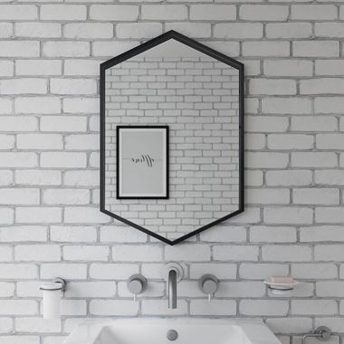 Bathroom Origins Docklands Hexagonal Mirror - Black